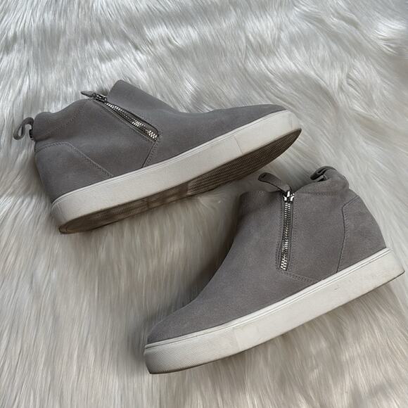 Steve Madden Gray Suede Silya Wedge Sneakers - Picture 7 of 9